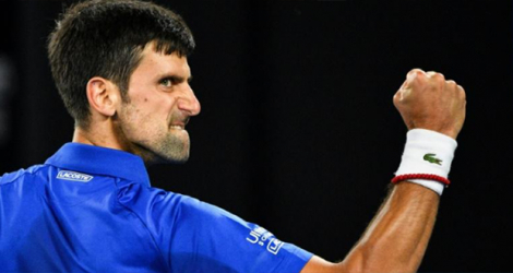 Le Serbe Novak Djokovic en finale de l'Open d'Australie, le 27 janvier 2019 à Melbourne.