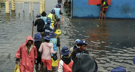 Un quartier inondé à Antananarivo le 24 janvier 2022.