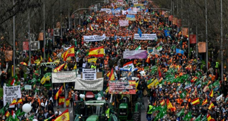 Manifestation d'agriculteurs et d'éleveurs contre la hausse des prix, le 20 mars 2022 à Madrid.