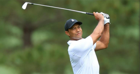 L'Américain Tiger Woods s'entraîne sur le parcours du Masters d'Augusta (Géorgie), le 6 avril 2022.