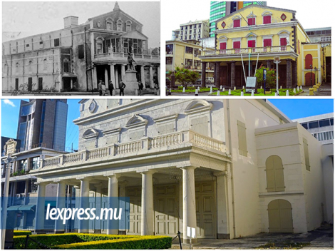 Le théâtre de Port-Louis a trois moments de son histoire, ce qui permet de constater les évolutions et disparitions de certains signes distinctifs entre le XIXe siècle et aujourd’hui.