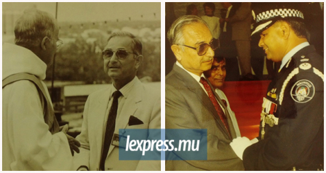 The appointment of Jagdip Taimini as Mauritius’ NSA in 1983 started the practice of New Delhi picking Mauritius’ NSAs. Tamini with late Father Henri Souchon (L) in October 1989 and with then police commissioner Raj Dayal in 1996.