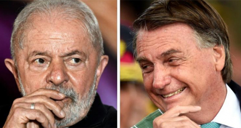 Luiz Inacio Lula da Silva (G) et Jair Bolsonaro (D) s'affronteront au second tour le 30 octobre.