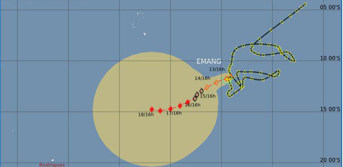 Météo : la tempête tropicale modérée Emang quasi-stationnaire à 1 900 km de Rodrigues