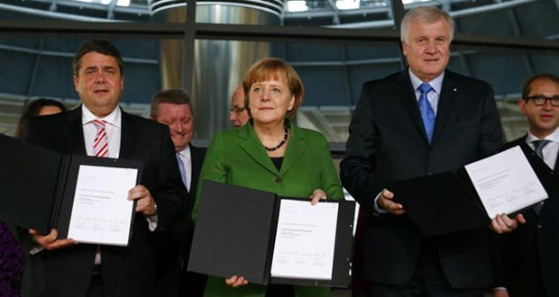 Angela Merkel boucle son accord de grande coalition avec le SPD