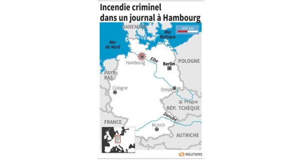 Incendie criminel dans les locaux d'un journal à Hambourg
