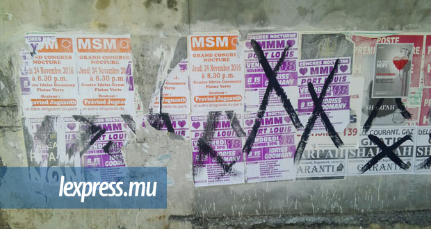 Port-Louis: le marquage des affiches du MMM décrié 