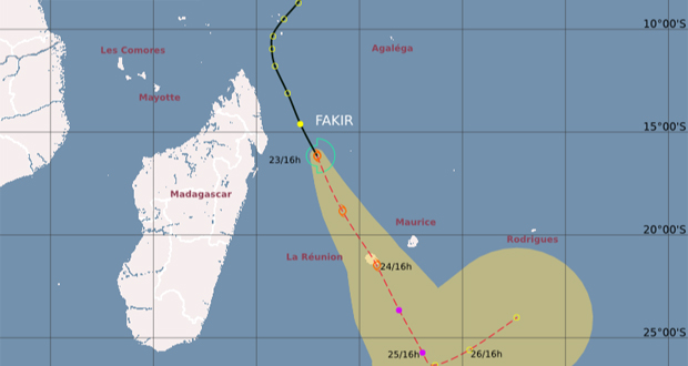 Dépression tropicale Fakir: alerte cyclonique de classe 2 ce soir