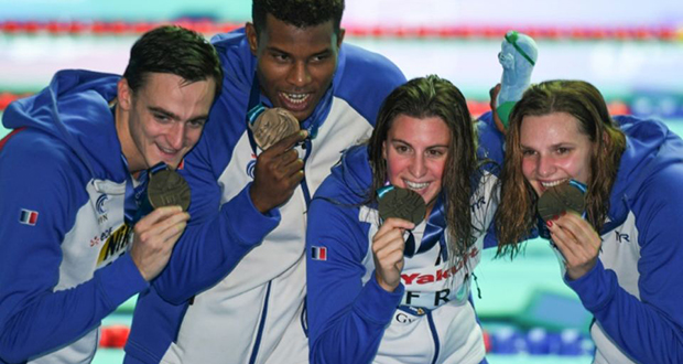 Mondiaux de natation: la France en bronze au relais 4x100 m mixte