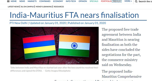 Accord de libre-échange: les négociations Maurice-Inde complétées