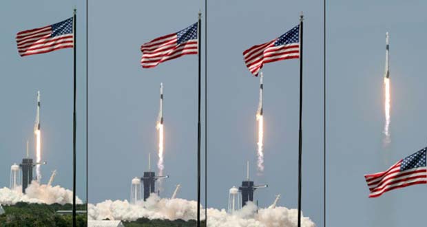 SpaceX a lancé deux astronautes dans l’espace, direction la station spatiale